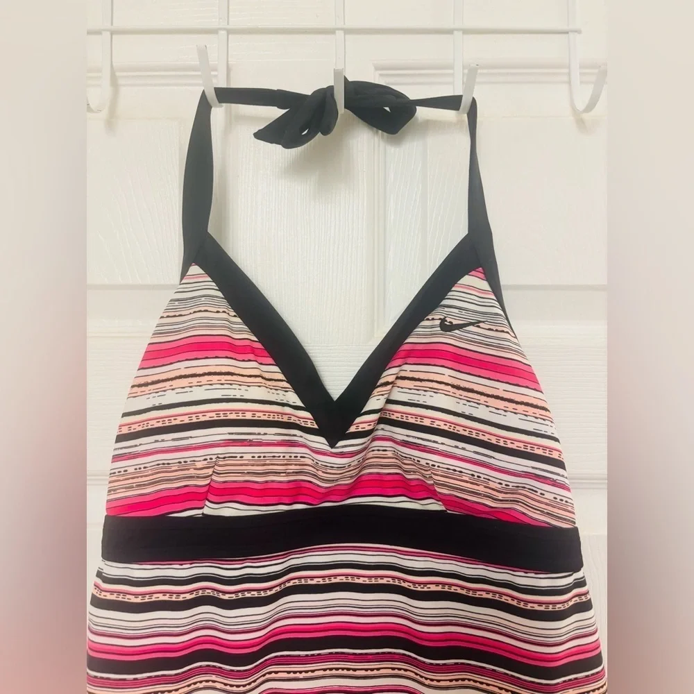 Nike Tankini Swim Top Black Stripe Halter swimsuit